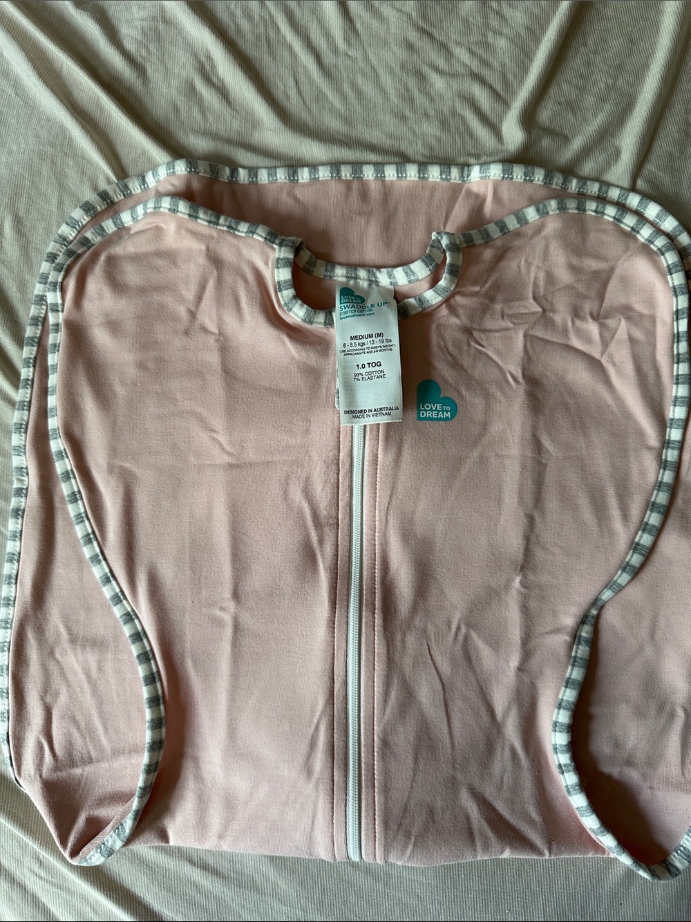 Love to Dream Pink Swaddle with Gray Trim